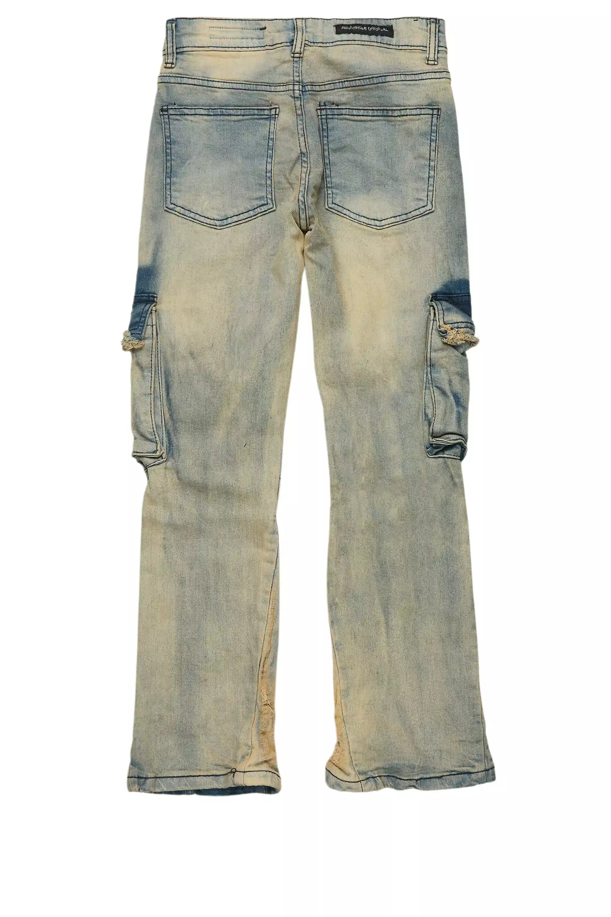 Boys Cermer Vintage Light Blue Flare Cargo Jean