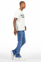 Glit Royal Blue Rhinestone Stacked Flare Jean