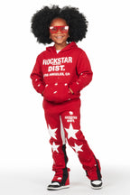 Girls Harlow Burgundy Hoodie Stacked Flare Track Set