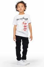 Boys Xorn White/Black T-Shirt/Frayed Jean Set