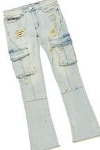 Girls Basira Heather Grey Hoodie/Stacked Flare Jean Set