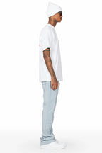 Andrew Heather Grey Patchwork Stacked Flare Pants