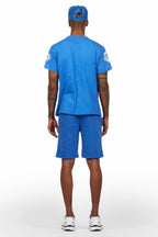 Amos Royal Blue/White T-Shirt Short Set
