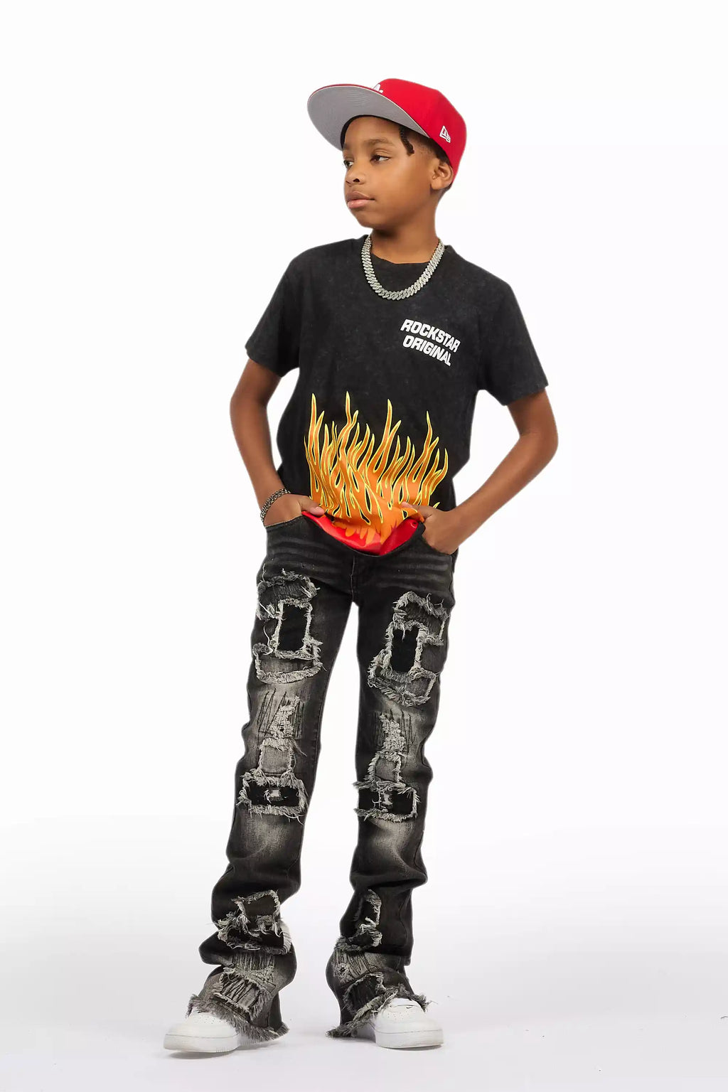 Boys Roeland Black/Red Graphic T-Shirt