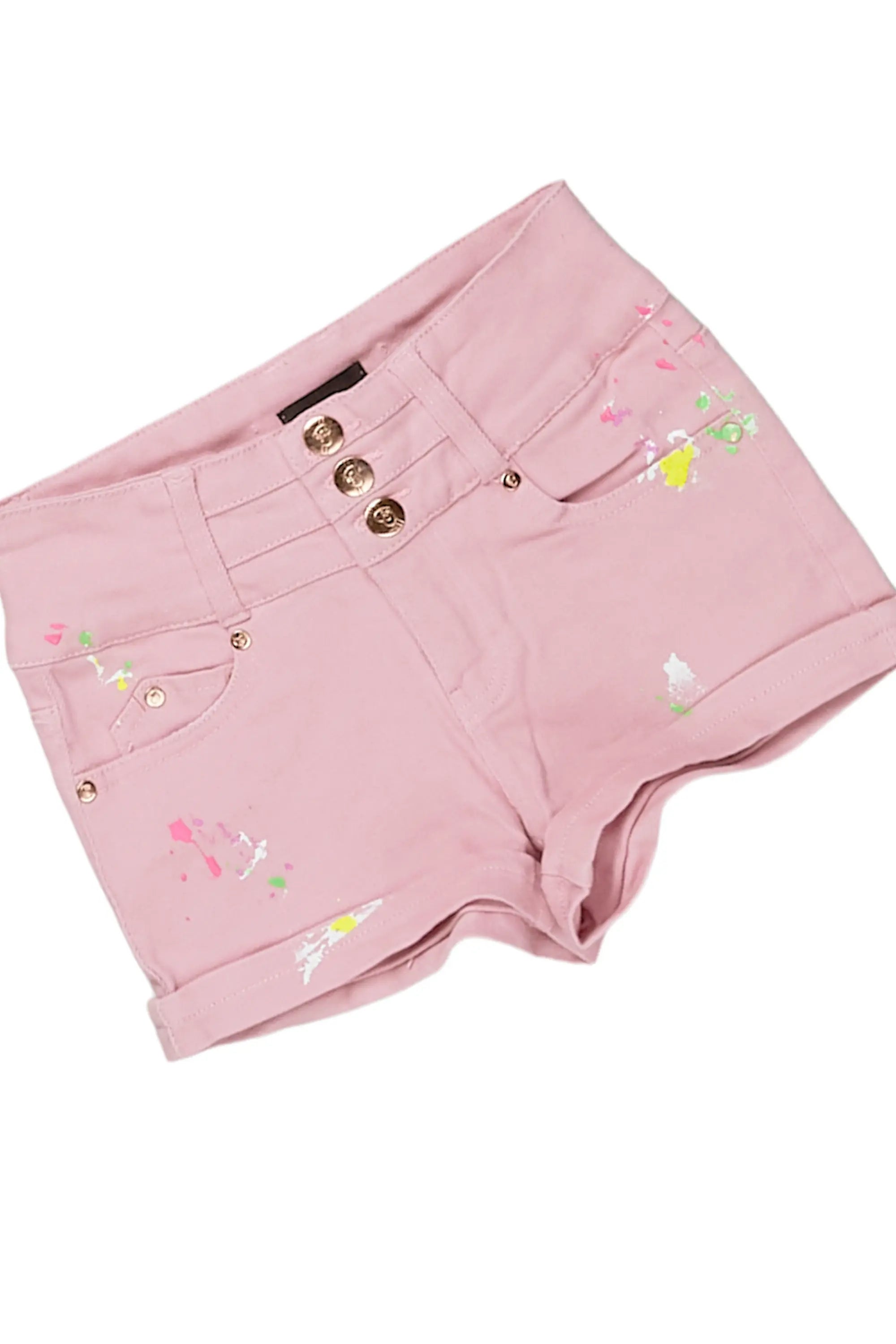 Girls Idana Pink T-Shirt/Denim Short Set
