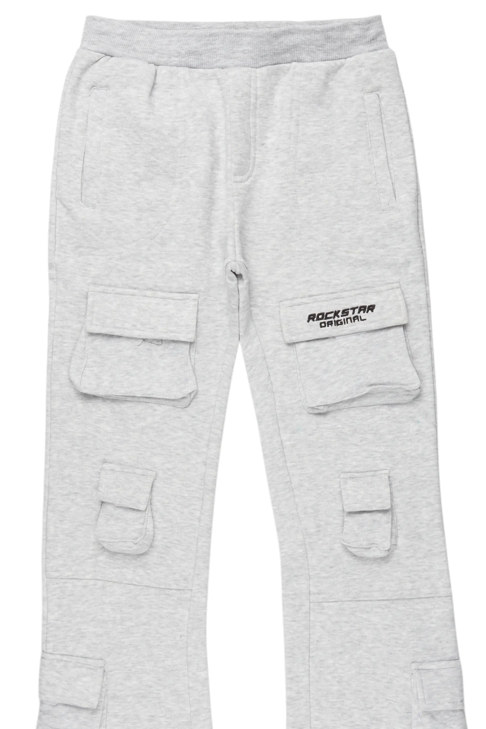Boys Connor Grey Stacked Flare Track Pant
