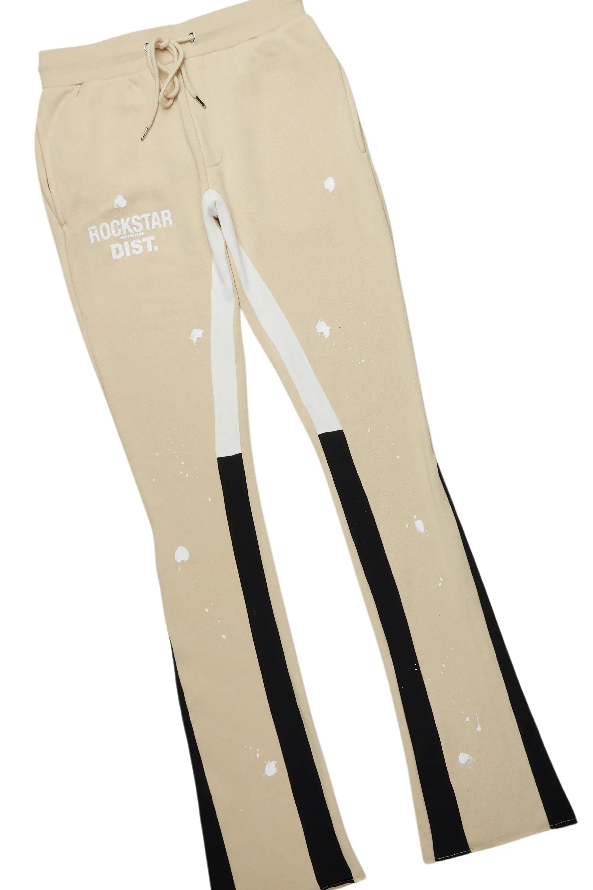 Raffer Beige Hoodie/Stacked Flare Pant Set