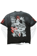 Grill Black Double Layer Long Sleeve Graphic T-Shirt