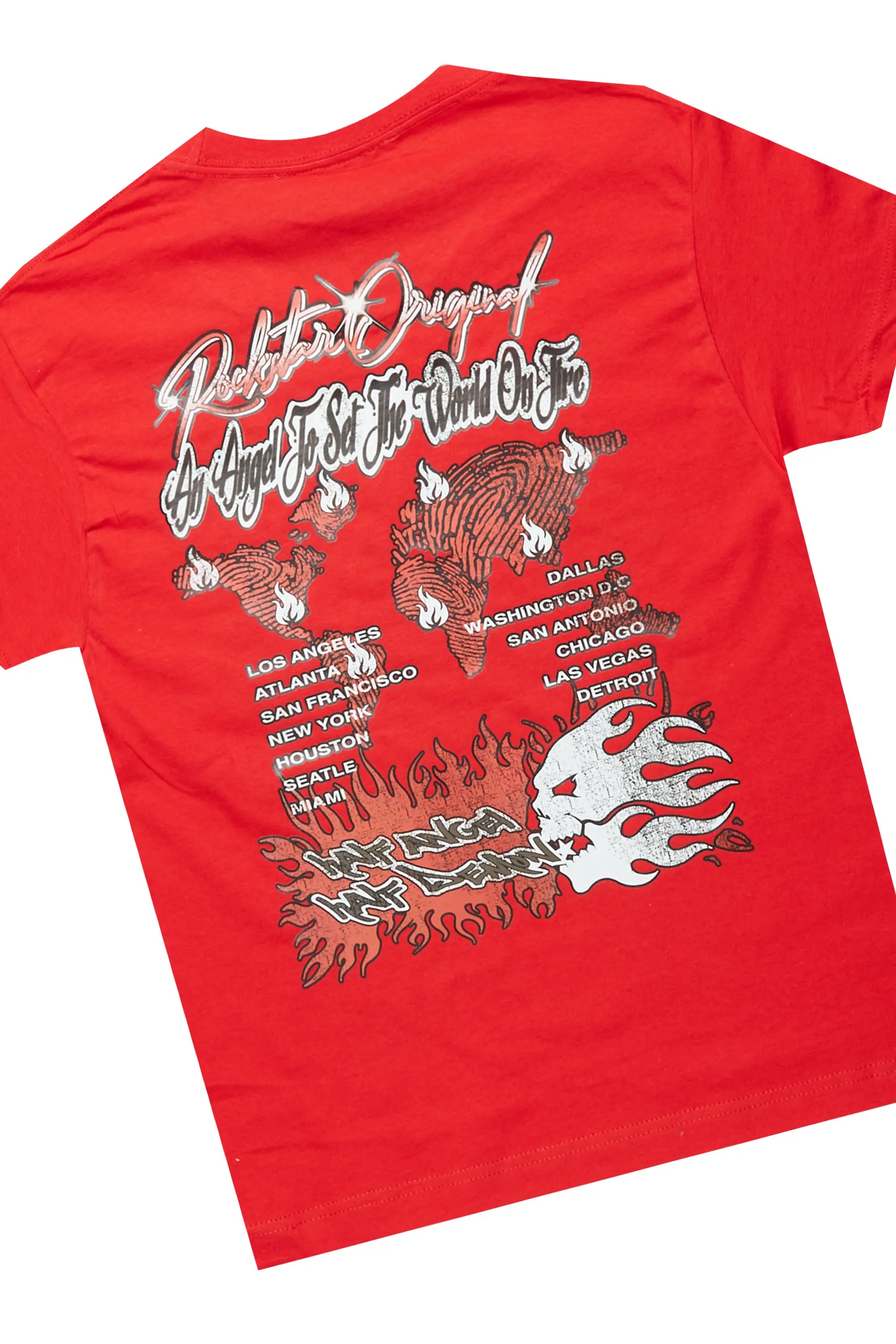 Boys Zach Red/Black T-Shirt Cargo Pant Set