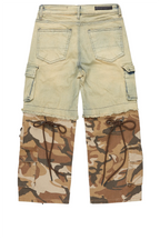 Boys Baatar Blue/Brown Camo Baggy Fit Jean