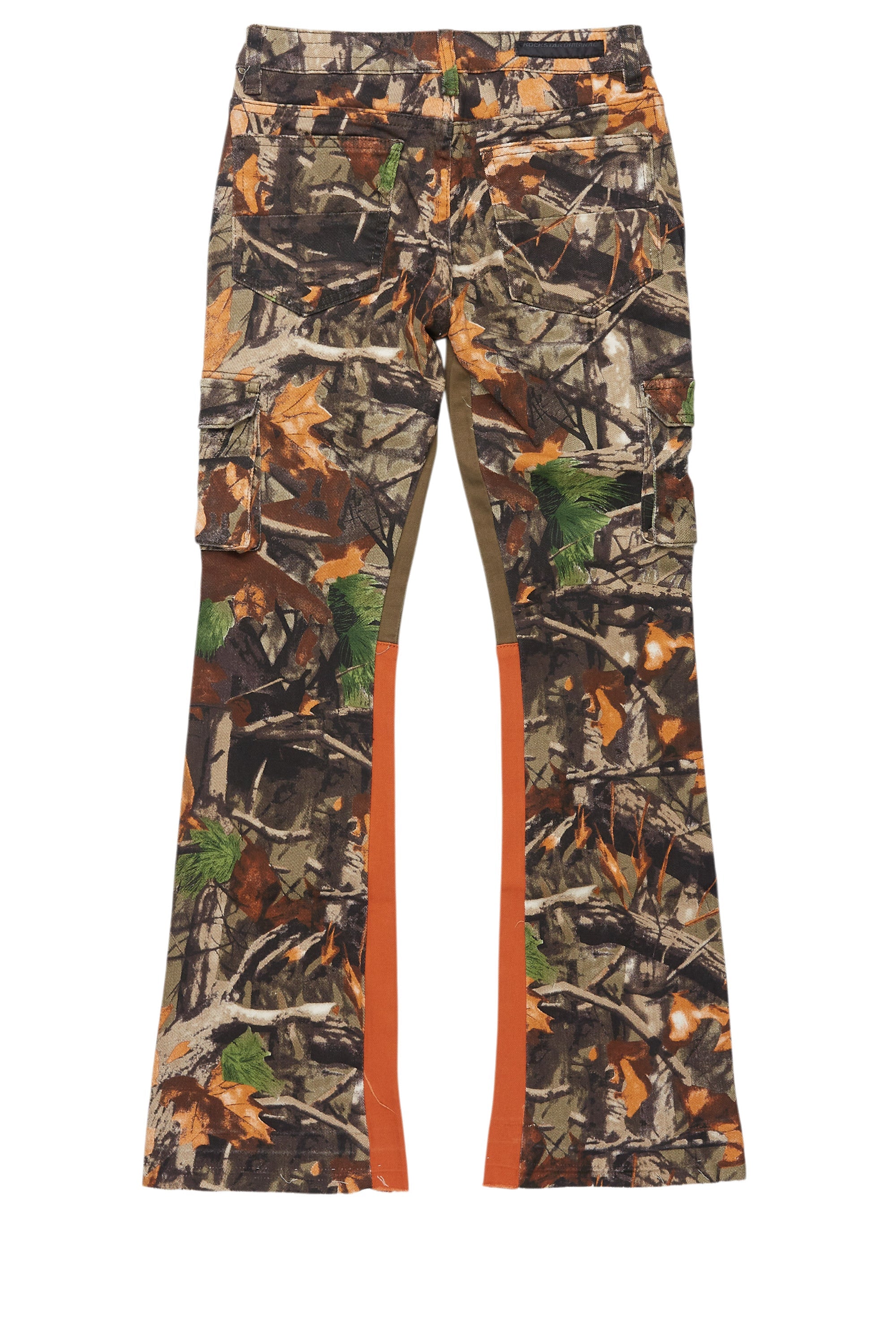 Boys Rolan Orange Tree Camo Stacked Flare Jean