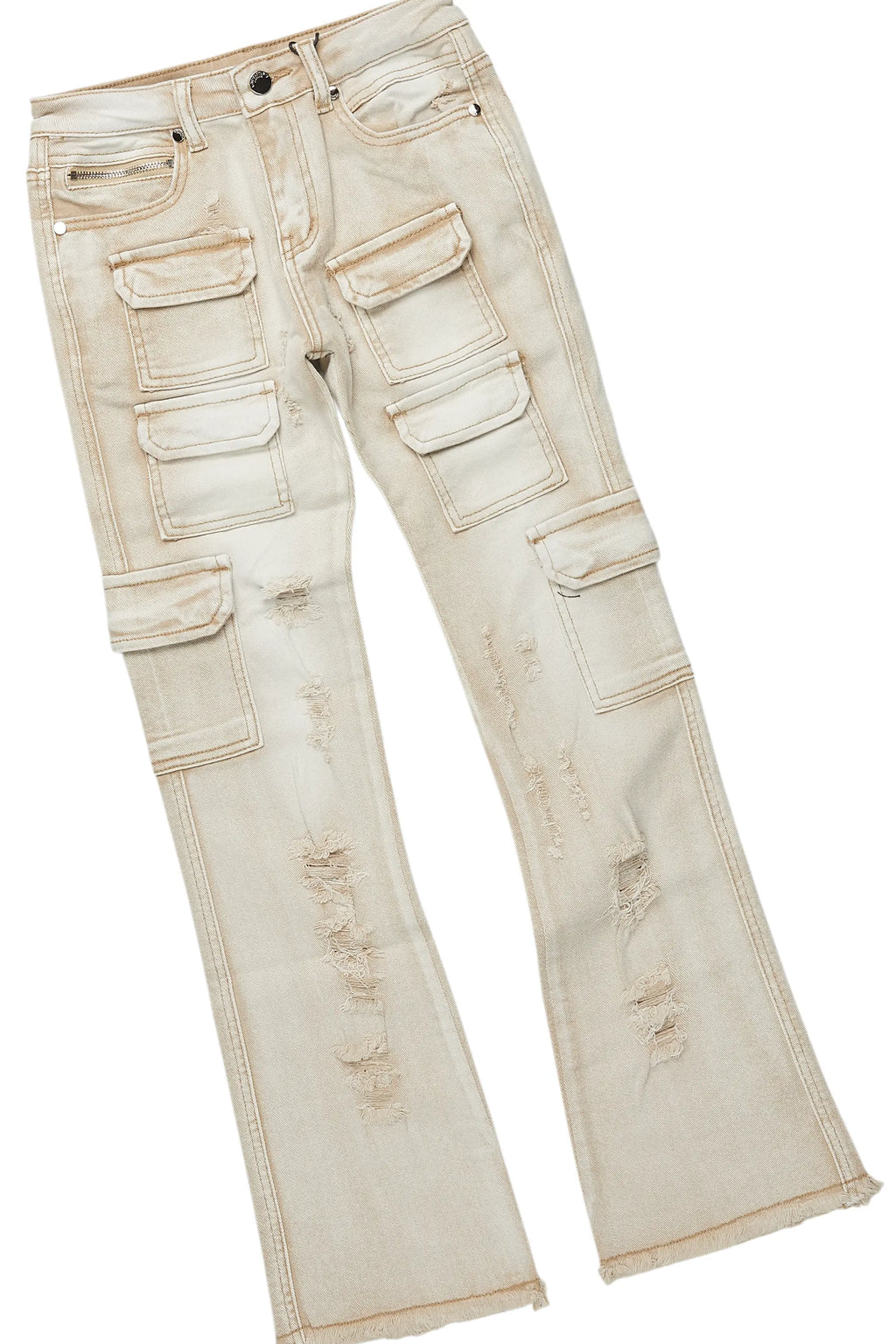 Boys All Eyes Black/Beige Hoodie/Stacked Flare Jean Set