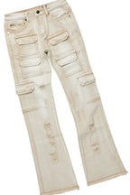 Boys All Eyes Black/Beige Hoodie/Stacked Flare Jean Set