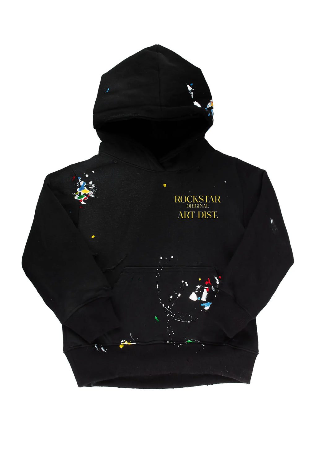 Boys Rockstar Art Dist. Black/Yellow Graphic Hoodie