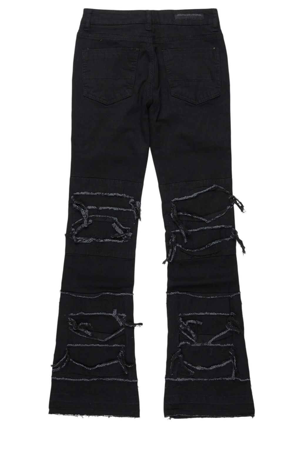 Boys Vasco Jet Black Stacked Flare Jean
