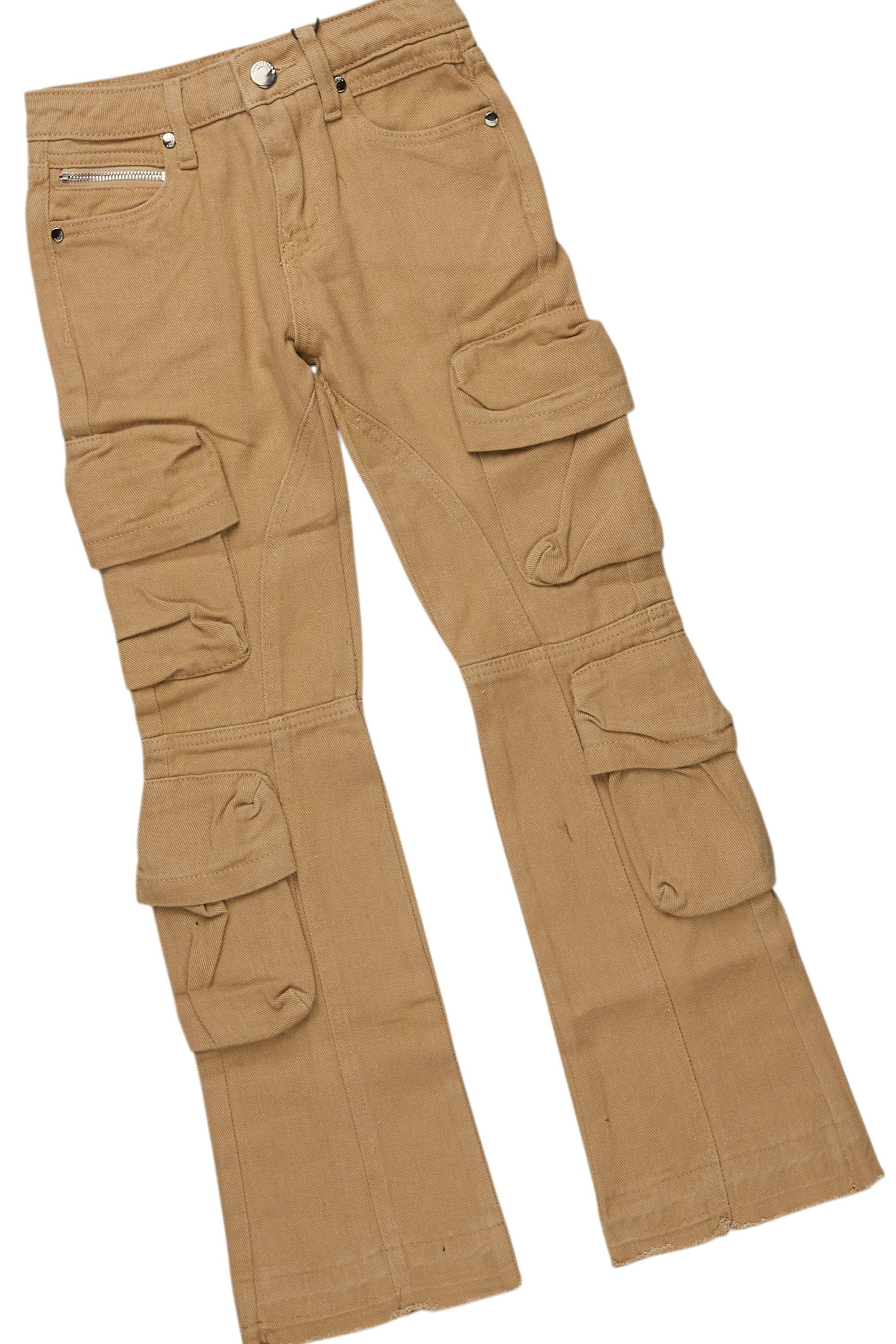 Boys Kip Vintage Sand/Pink T-Shirt/Stacked Flare Jean Set