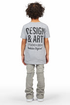 Boys Lajos Grey T-Shirt/Stacked Flare Jean Set