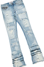 Pello White/Blue Oversized T-Shirt/Super Stacked Flare Jean Bundle