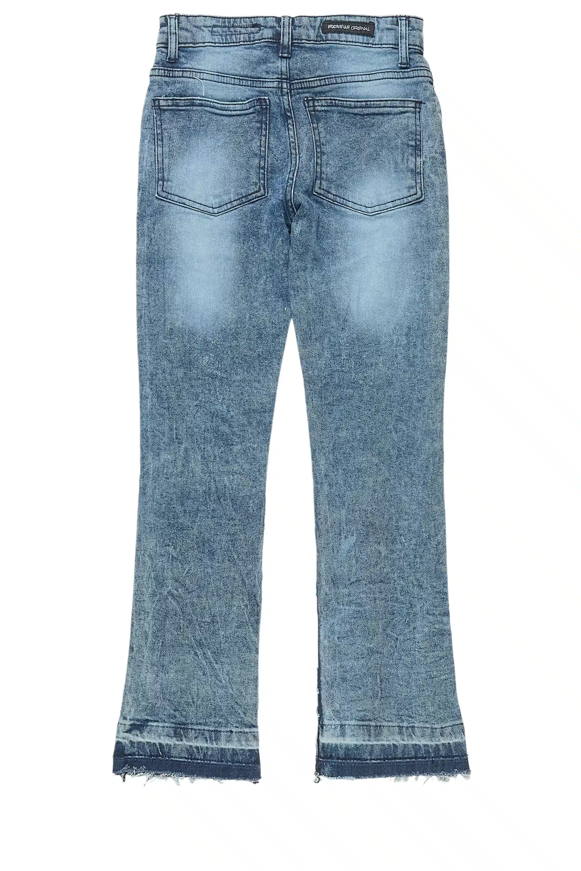 Boys Eli Blue Wash Flare Frayed Jean