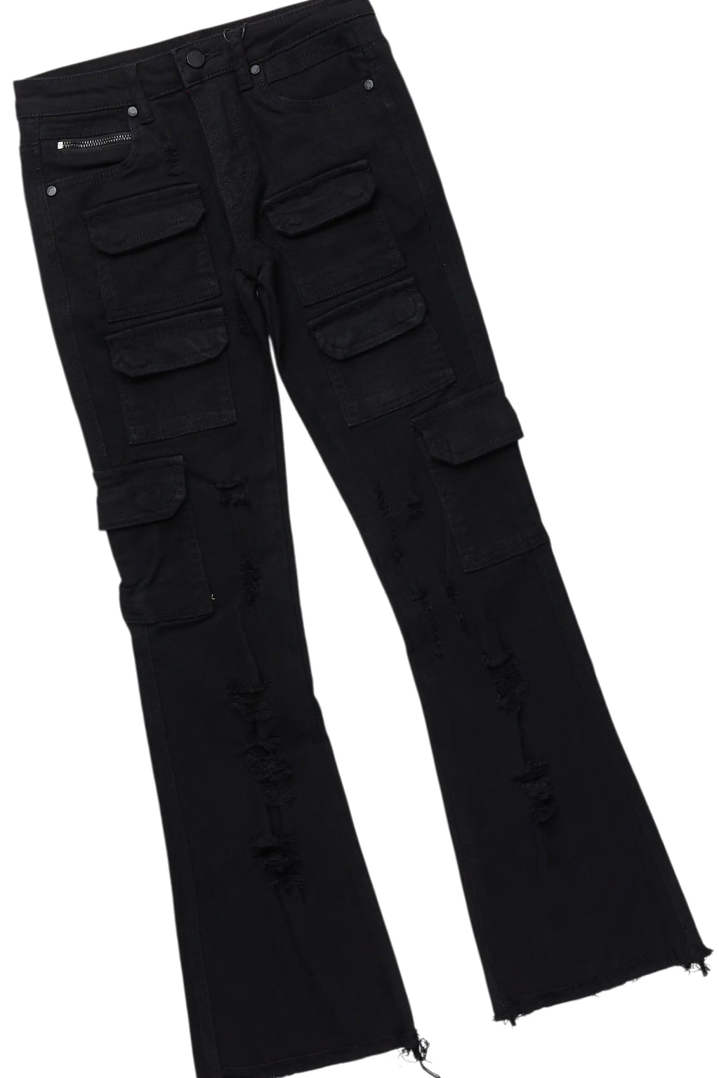 Boys Amos Dark Grey Hoodie/Stacked Flare Jean Set