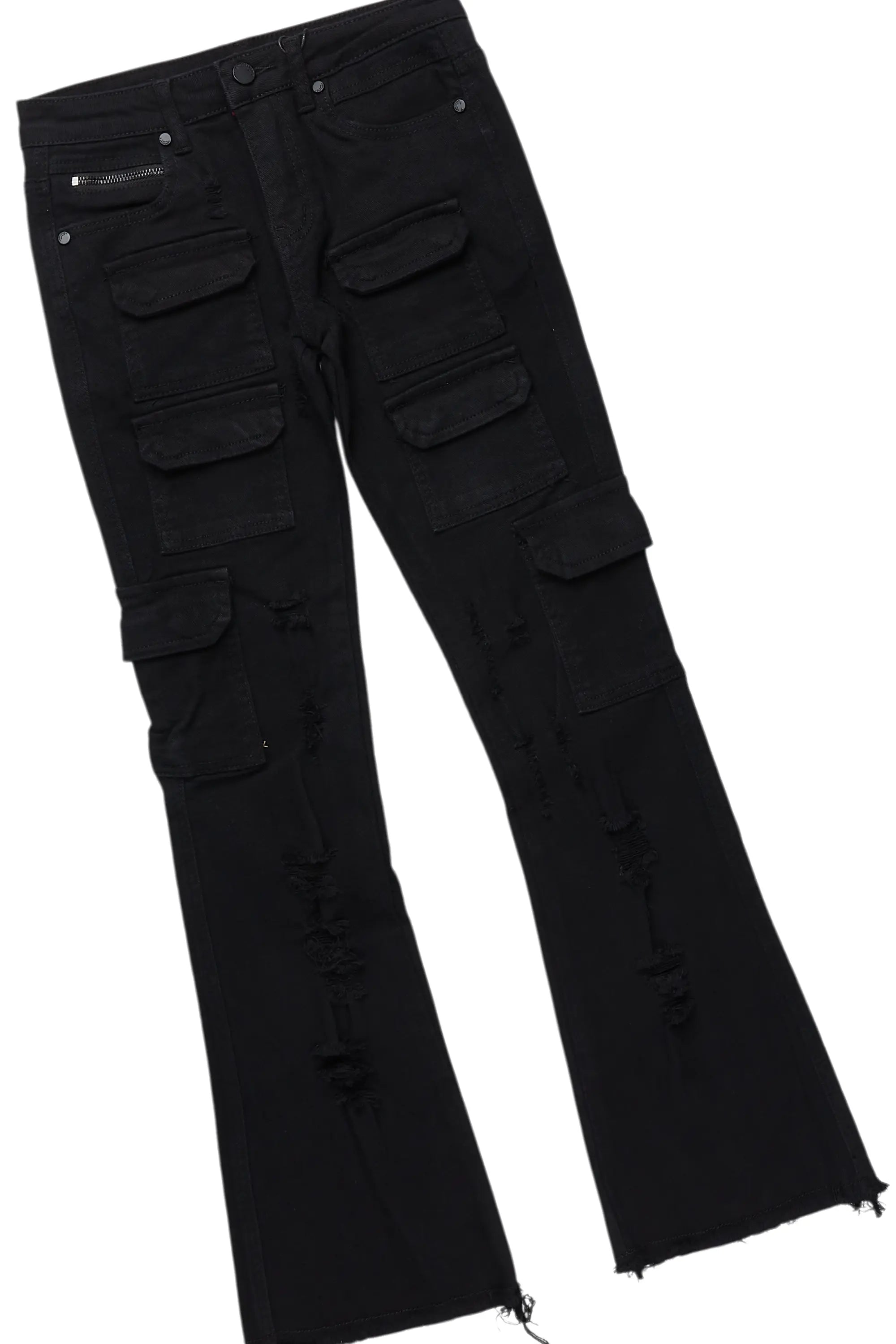 Boys Amos Dark Grey Hoodie/Stacked Flare Jean Set