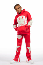 Boys States Red/Heather Grey Stacked Hoodie Track Set