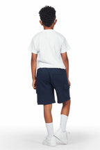 Boys Nikko White/Navy T-Shirt Short Set