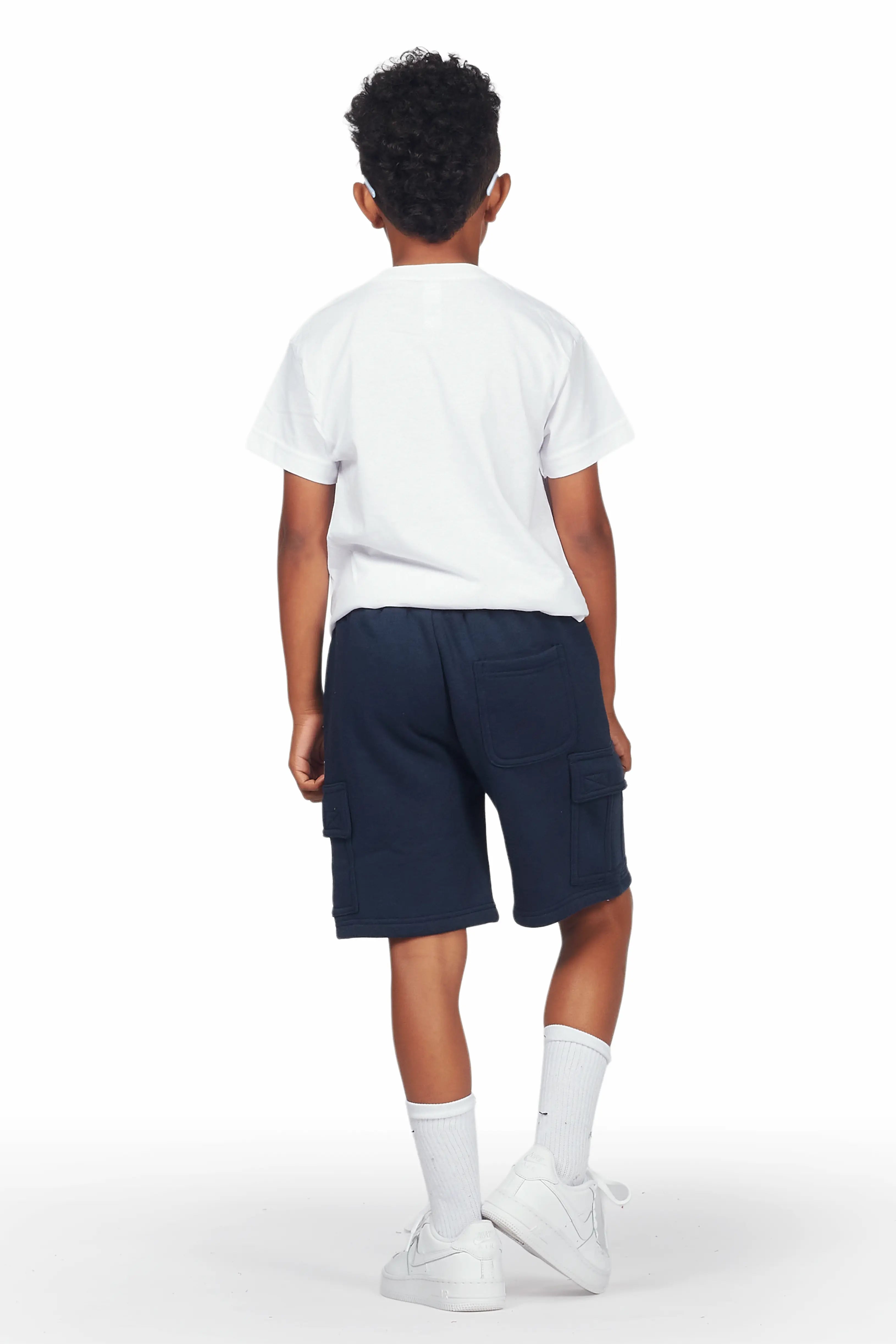 Boys Nikko White/Navy T-Shirt Short Set