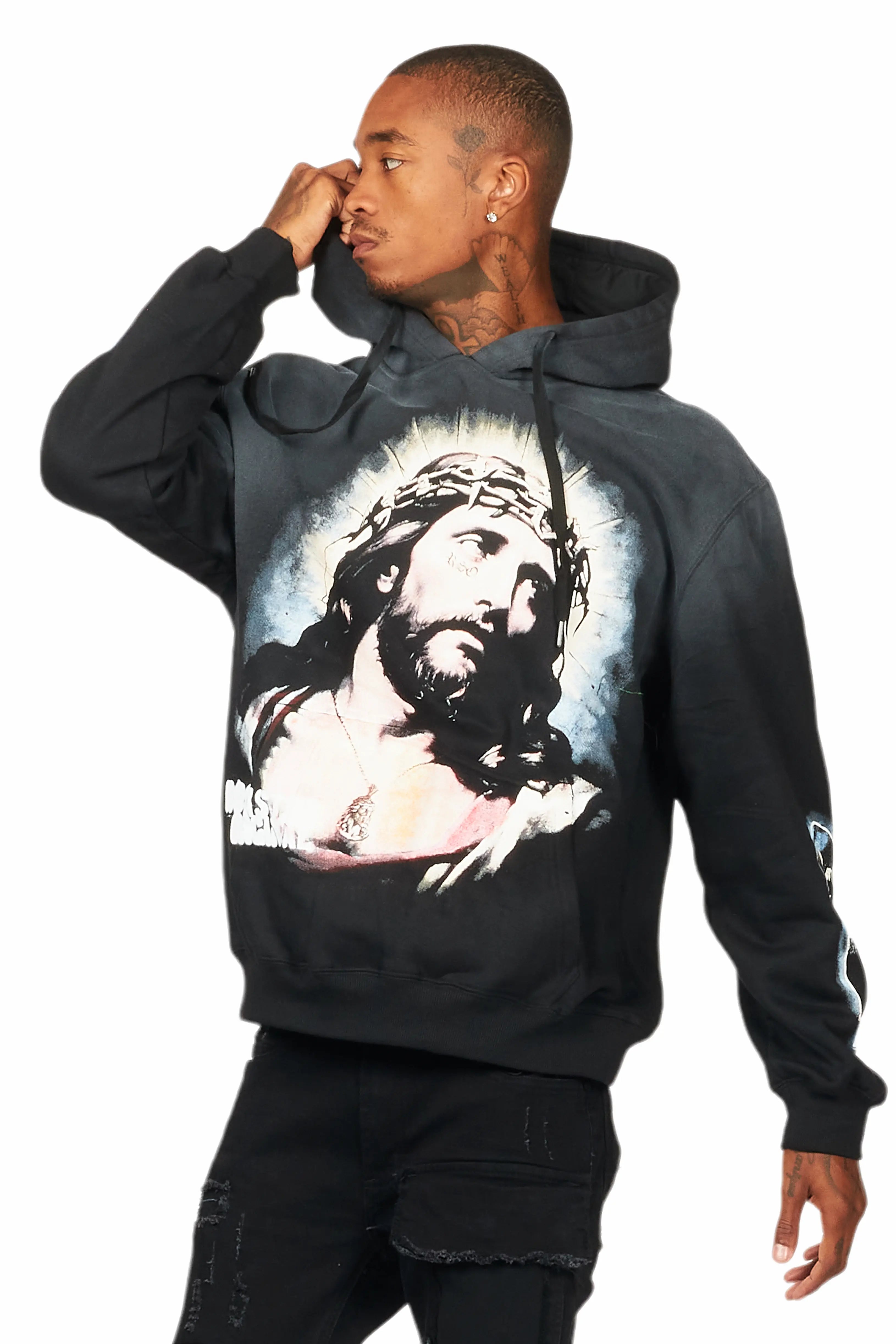 Dacre Black Graphic Hoodie