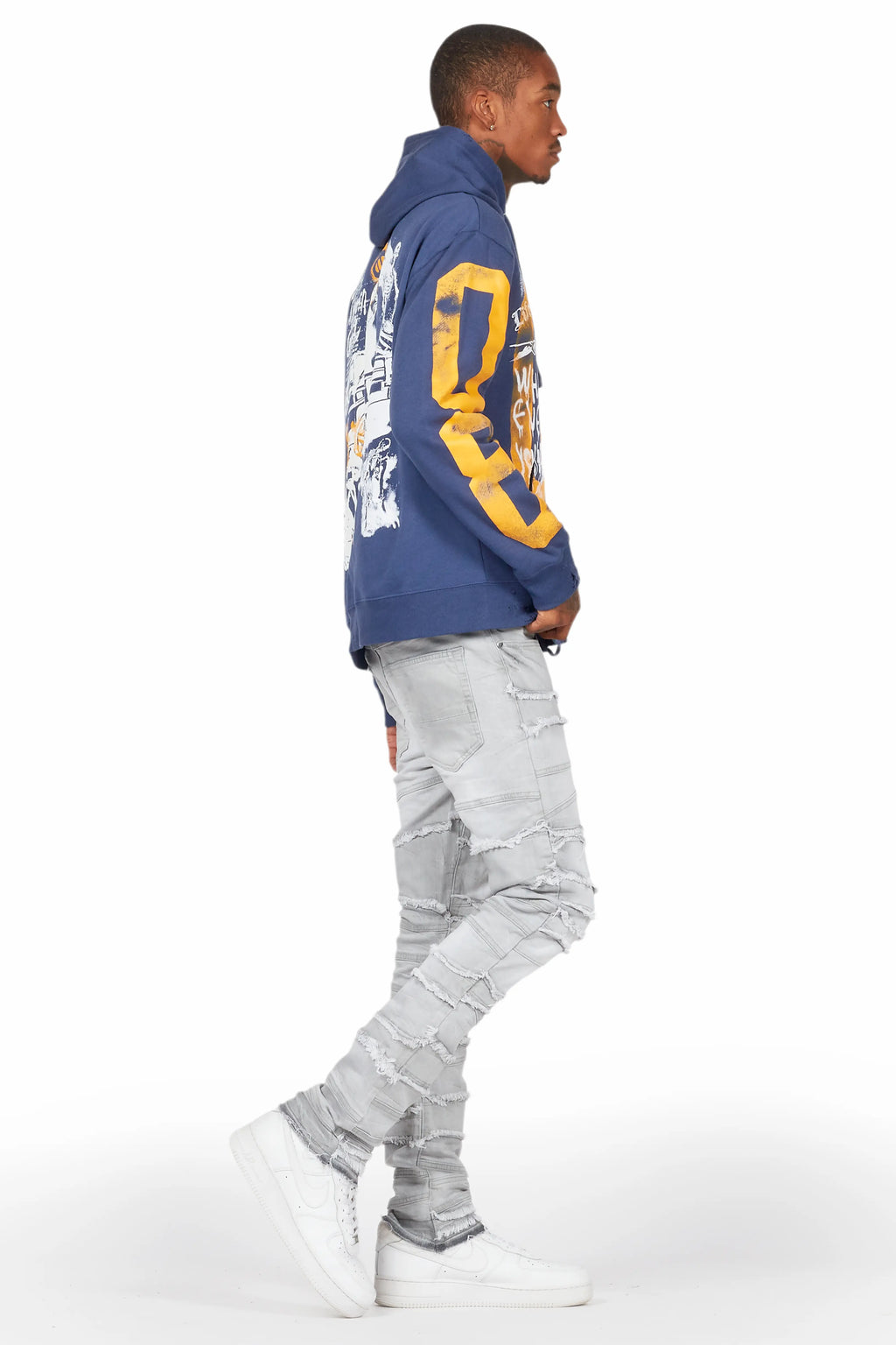 Grill Navy Distressed Graphic Hoodie