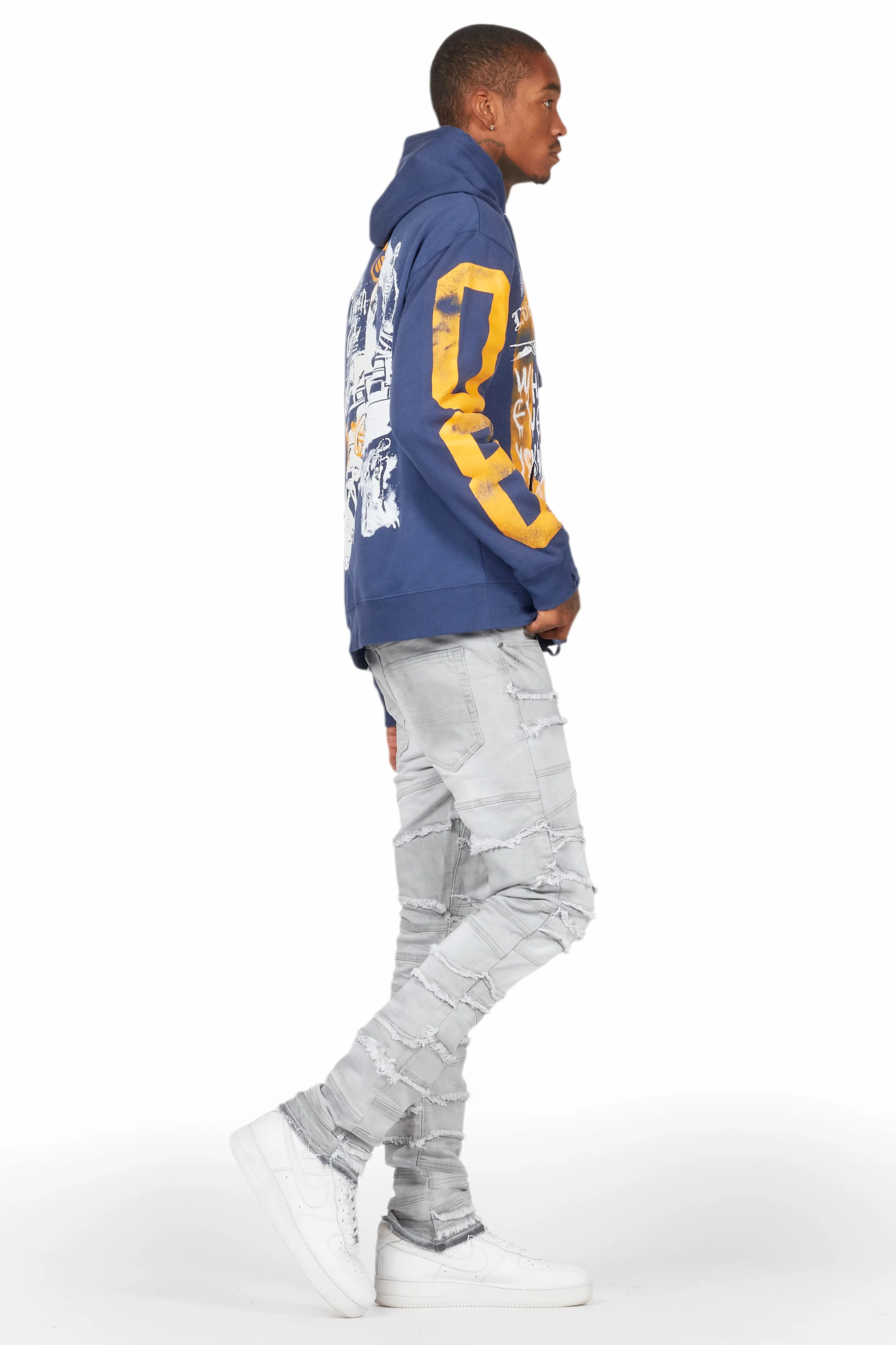 Grill Navy Distressed Graphic Hoodie