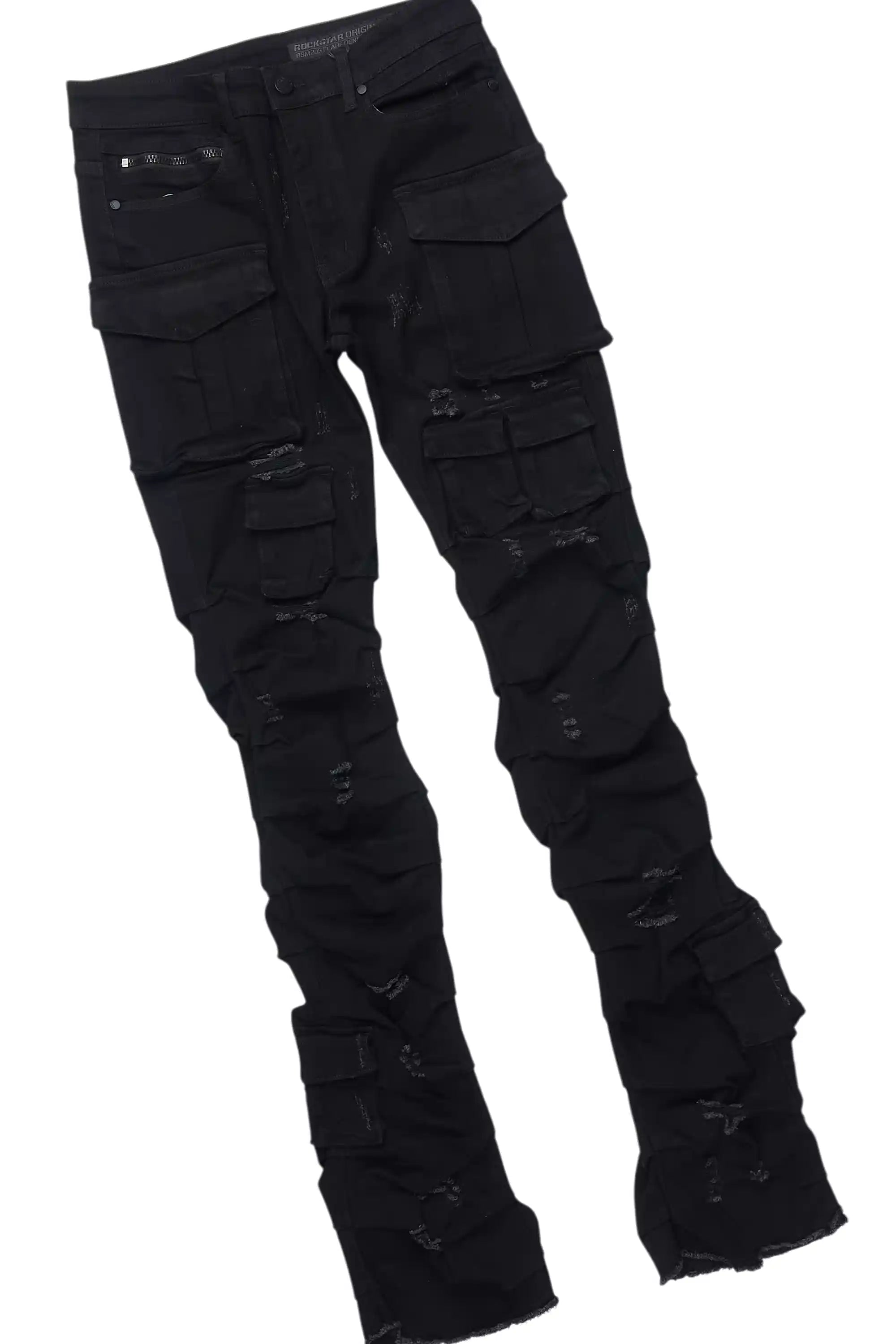 Amina Black T-Shirt Stacked Flare Jean Set