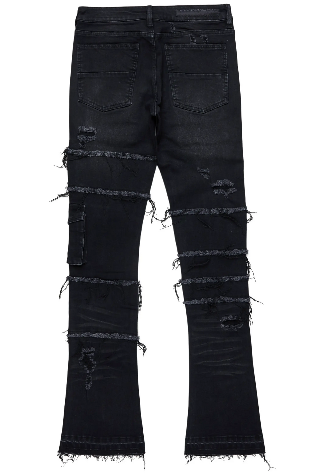 Folant Black Stacked Cargo Flare Jean