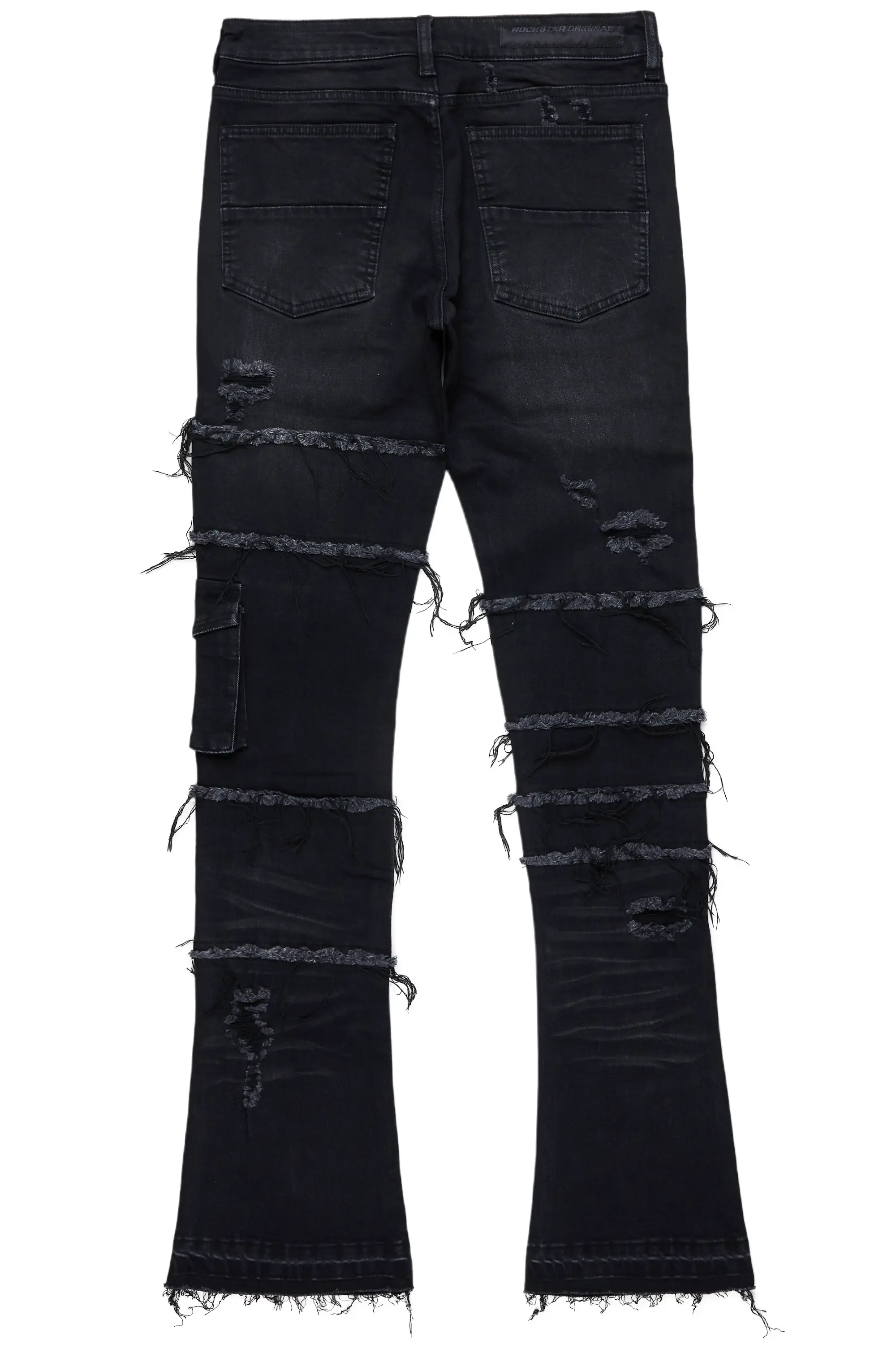 Folant Black Stacked Cargo Flare Jean