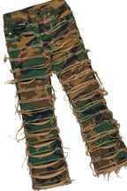 Girls Emma Beige/Camo T-Shirt/Stacked Flare Jean Set