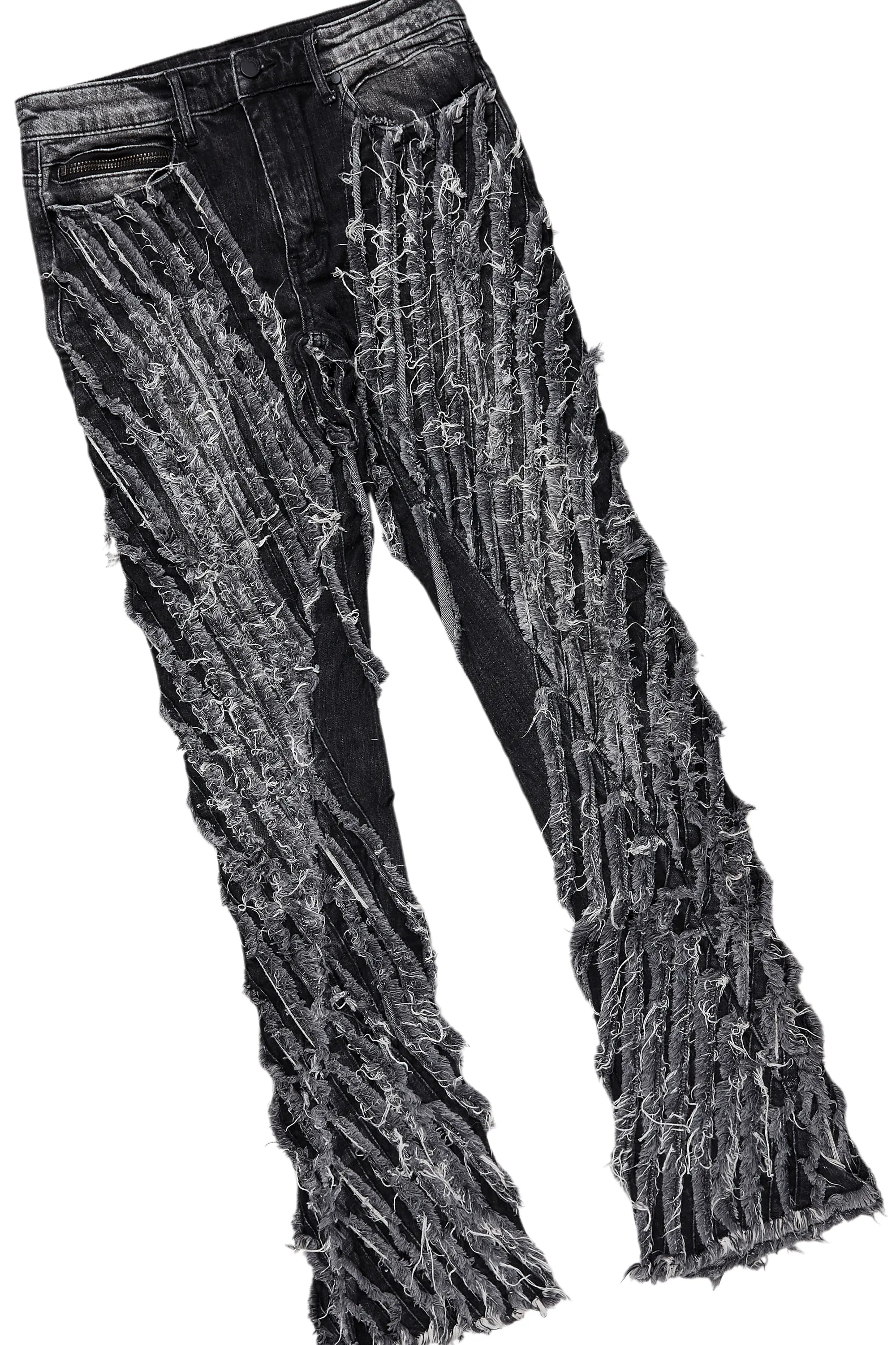 Amina Black Oversized T-Shirt/Stacked Flare Jean Bundle