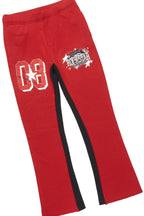 Boys Allstar Black/Burgundy T-Shirt/Stacked Baggy Flare Pant Set