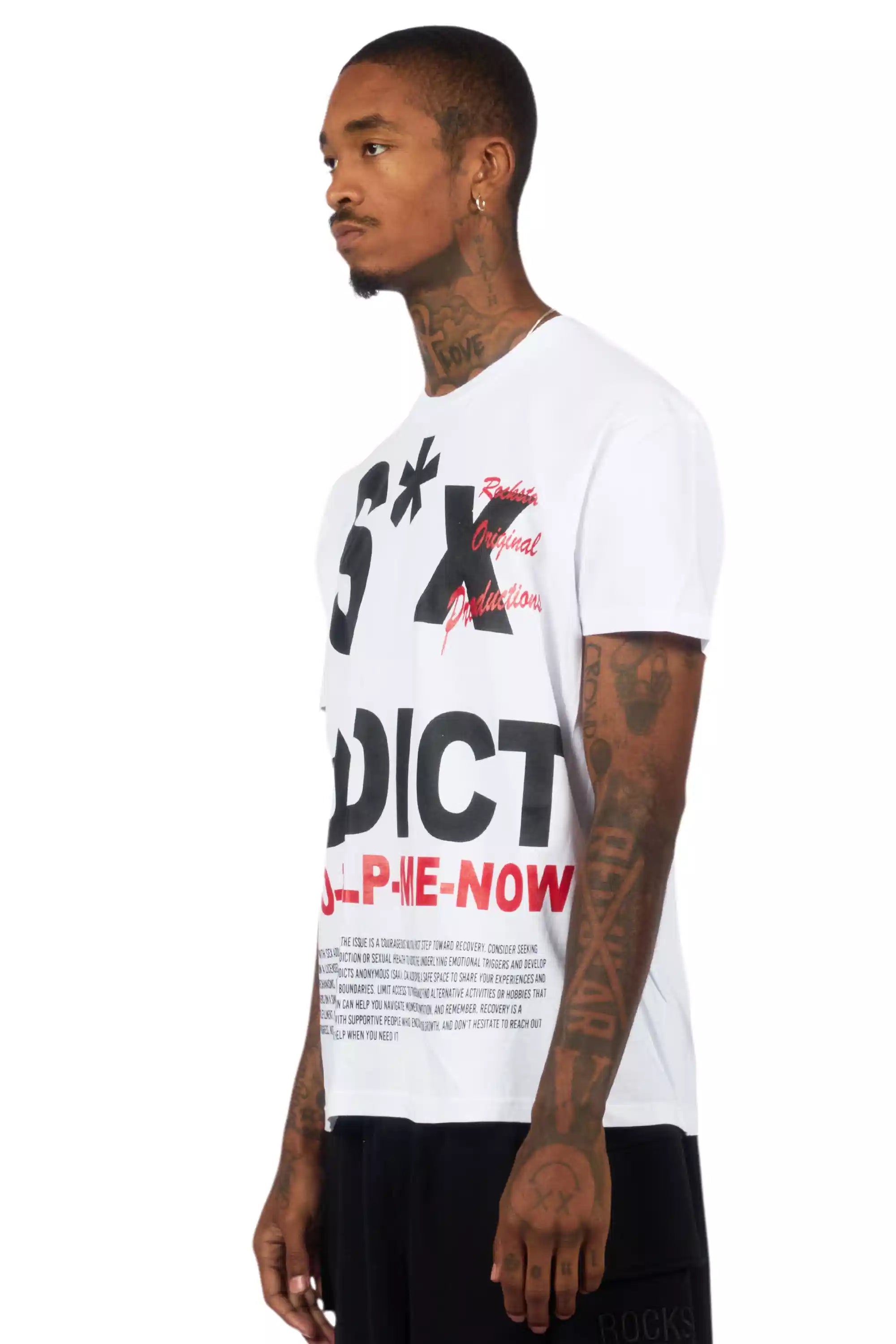 Addict White Graphic T-Shirt