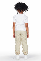 Girls Raisa White/Beige T-Shirt Cargo Jogger Set
