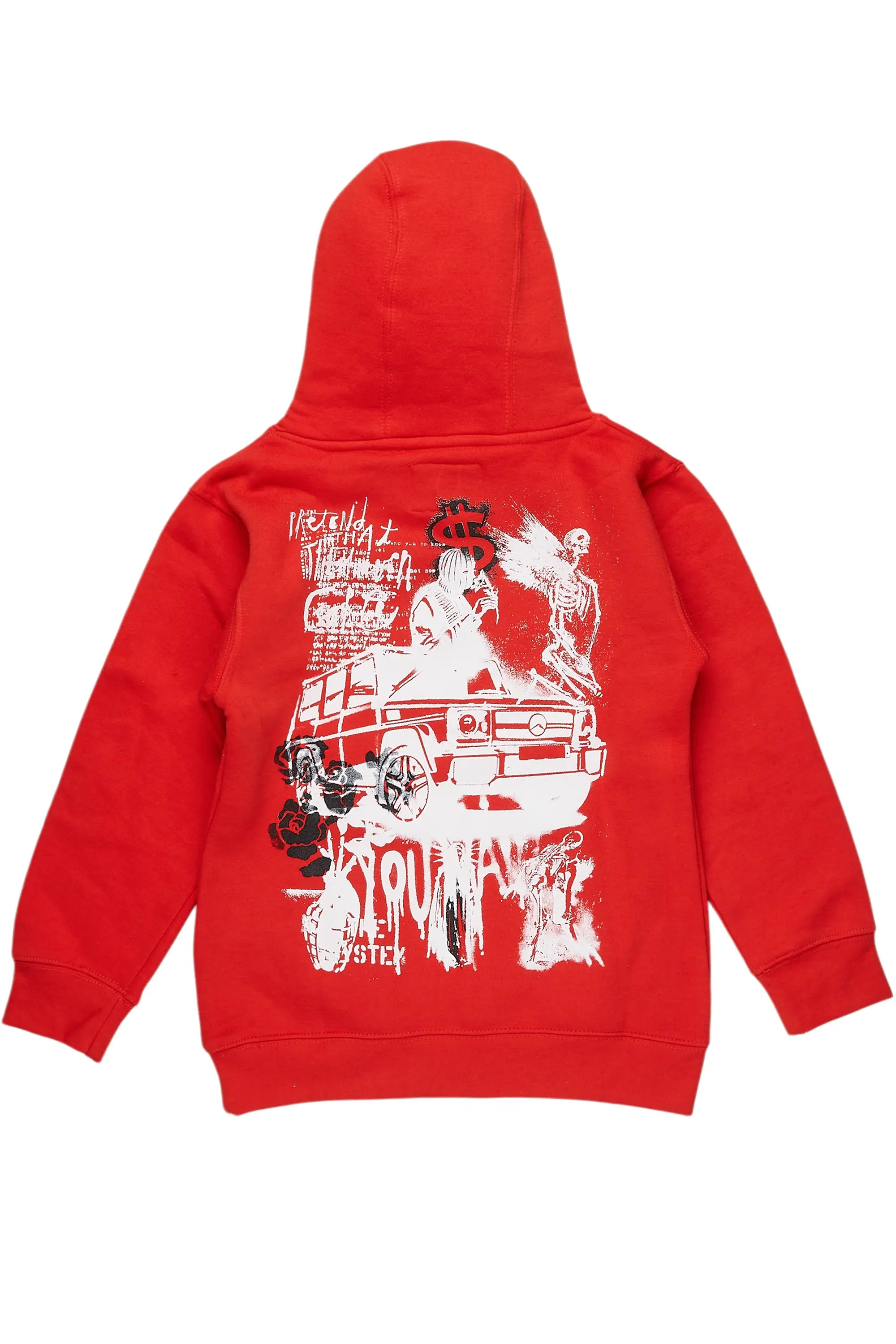 Boys Beau Red Graphic Hoodie