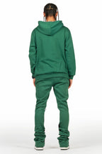 Lake Green/Yellow Hoodie/Stacked Flare Track Pant Set