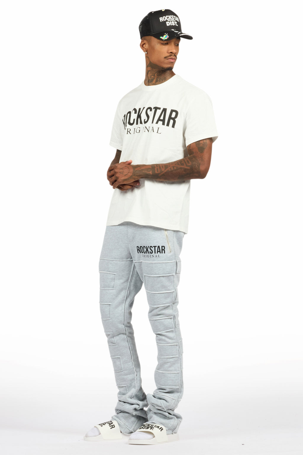 Emilio Heather Grey T-Shirt/Stacked Flare Track Set