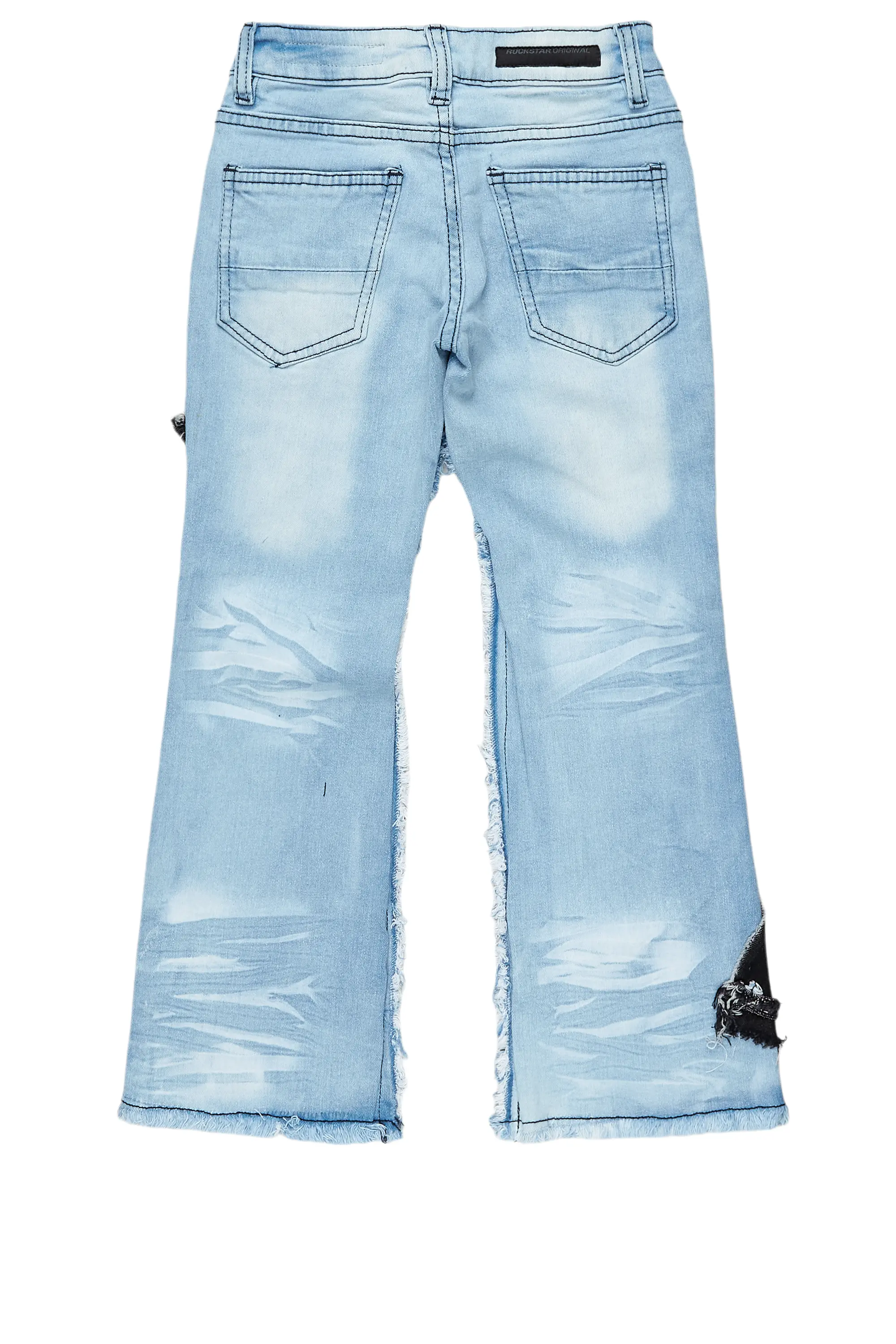 Boys Fraust Blue Patchwork Stacked Flare Jean