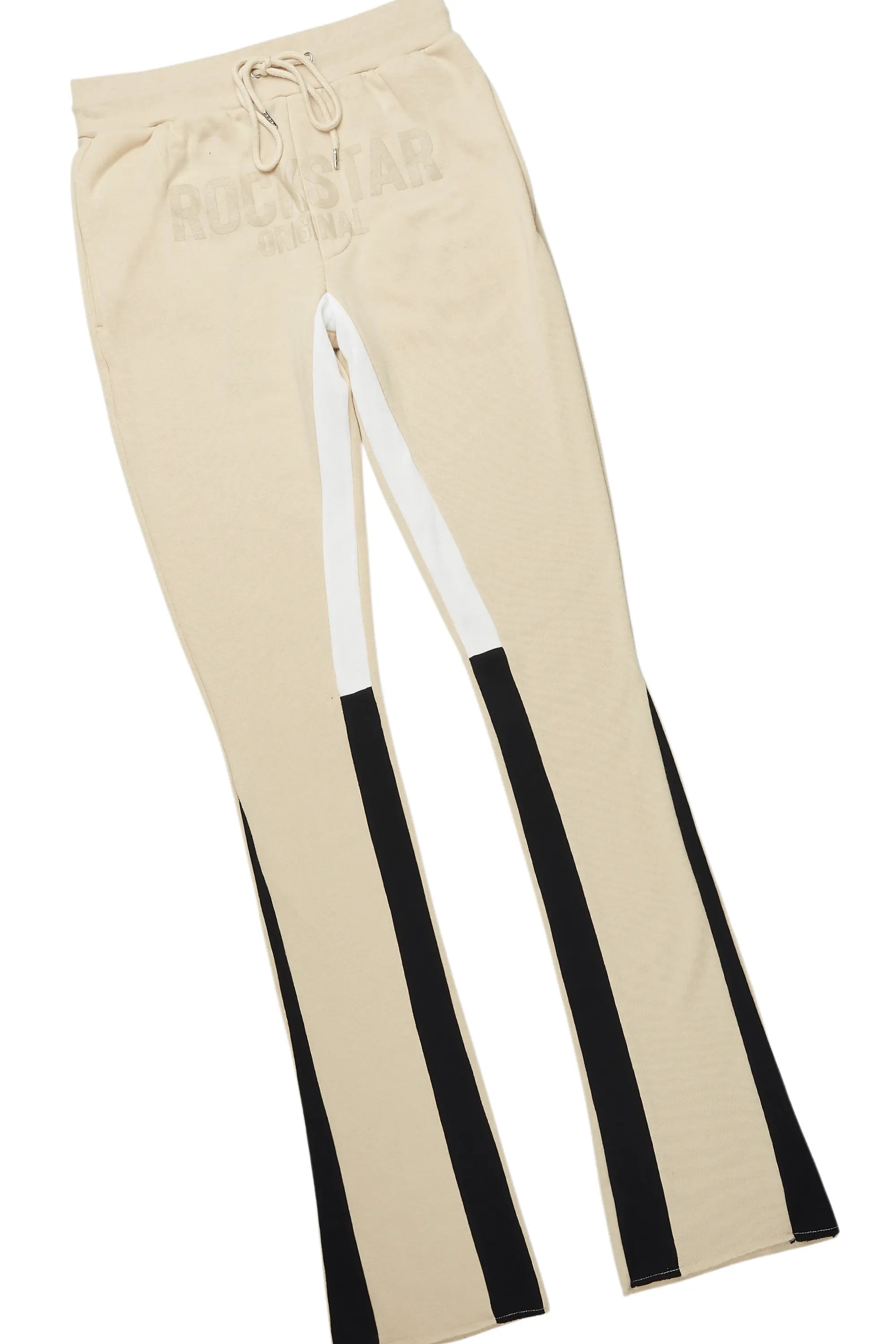 Sana Beige Hoodie/Stacked Flare Track Pant Set