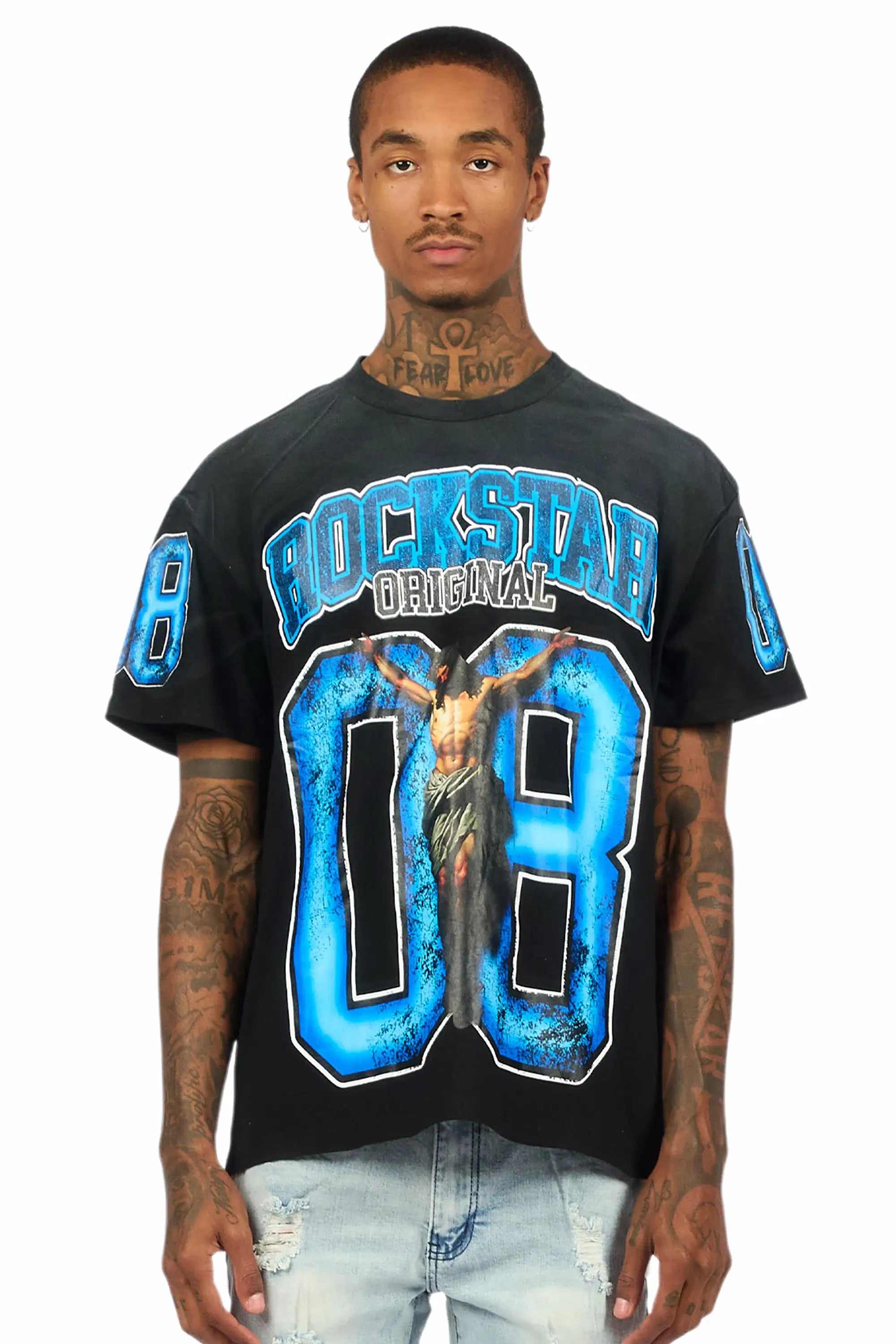 Fields Black/Blue Oversized Graphic T-Shirt