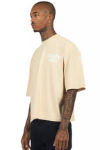 Lake Beige/White Boxy Crop T-Shirt