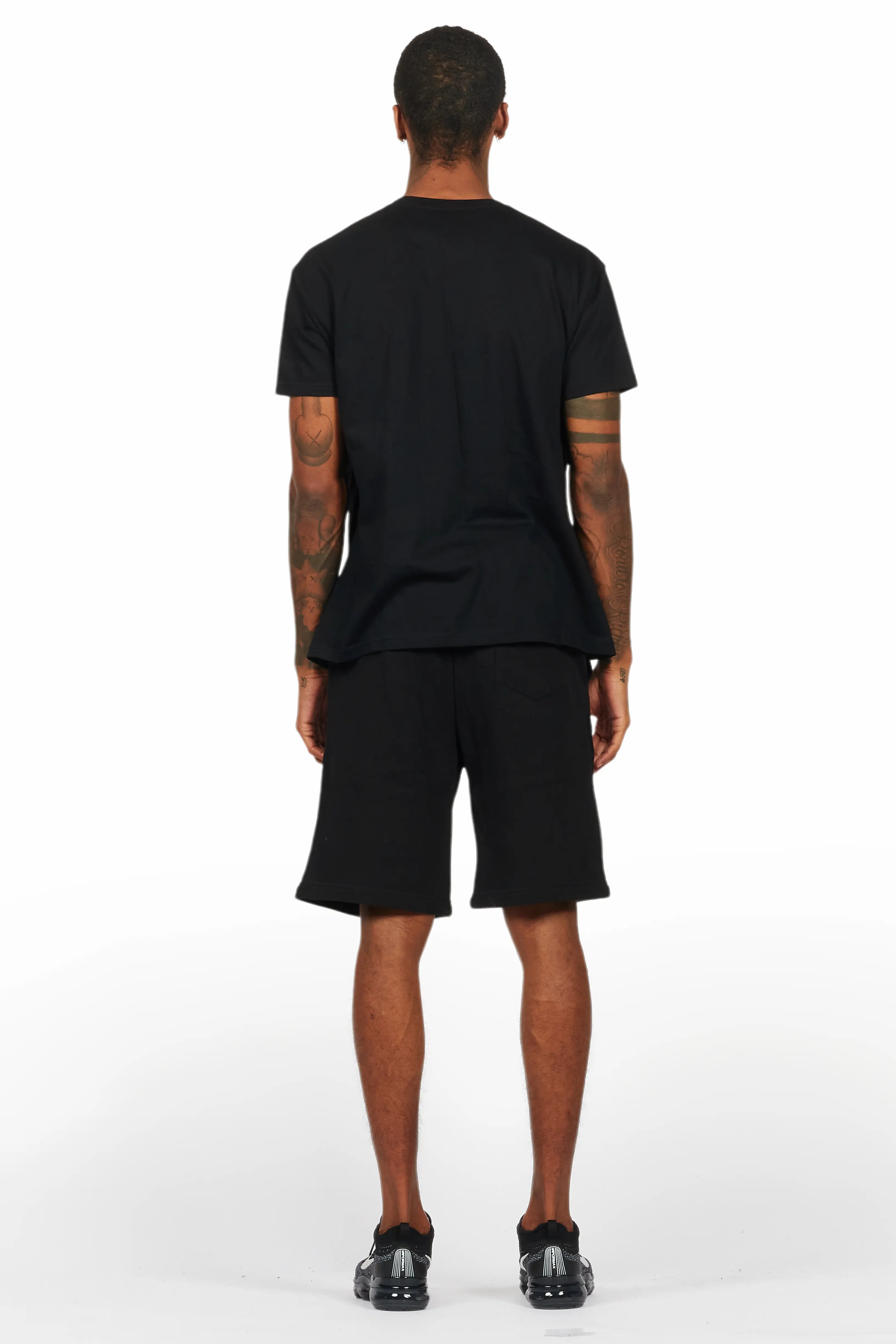 Beno Black Graphic T-Shirt Short Set