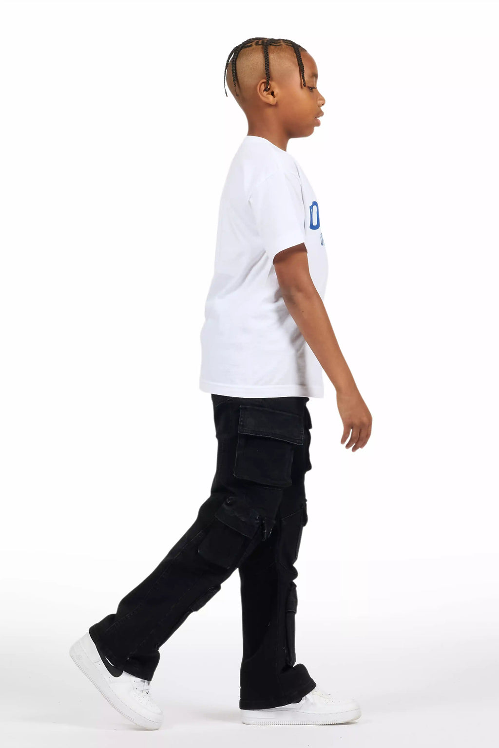 Boys Mahesh Black Baggy Cargo Jean