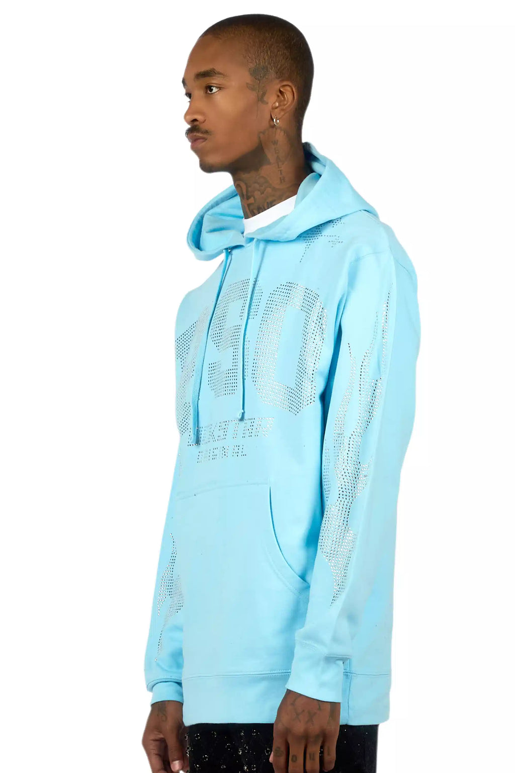 Merek Baby Blue/Silver Rhinestone Graphic Hoodie