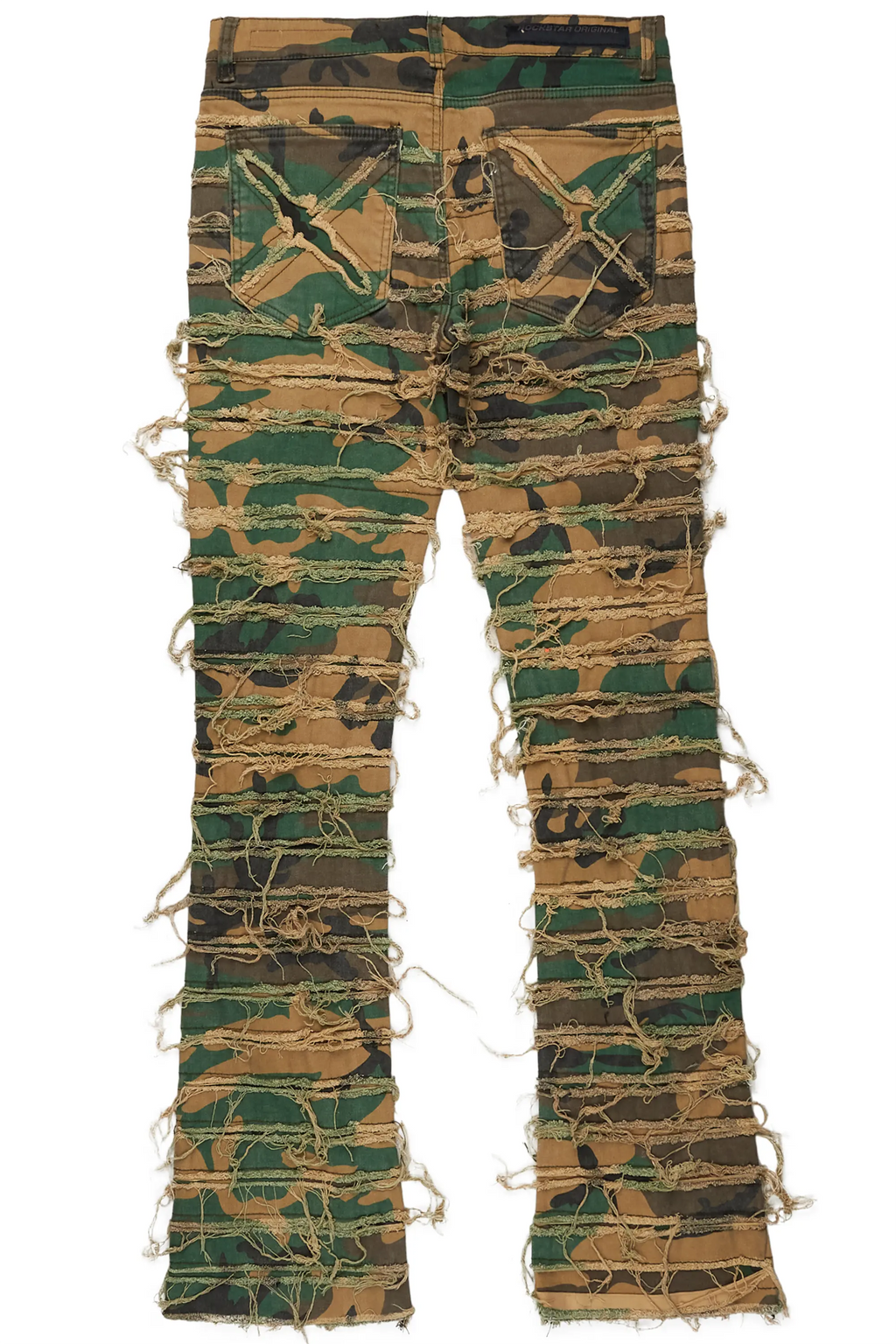 Raith Faded Camo Painter Stacked Flare Jean